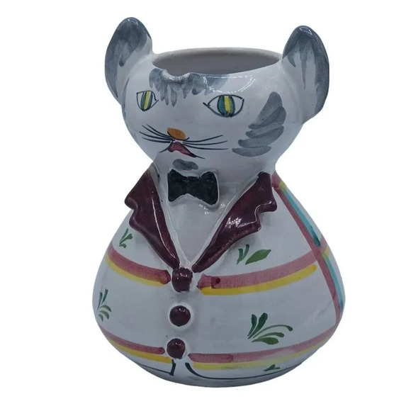 Vintage Italian Mouse Art Pottery Pitcher Figural Hand Painted for W C & G #9850 - Picture 1 of 9